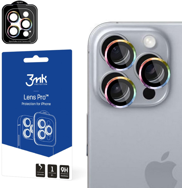 Захисне скло 3MK Lens Protection Pro для камери Apple iPhone 16 Pro/16 Pro Max Rainbow (5903108588638) - зображення 1