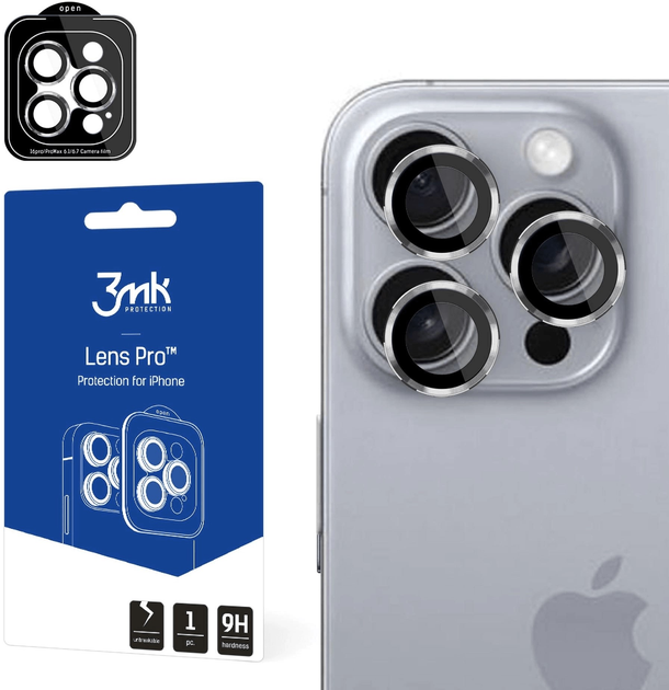 Захисне скло 3MK Lens Protection Pro для камери Apple iPhone 16 Pro/16 Pro Max Titanium Silver (5903108588591) - зображення 1