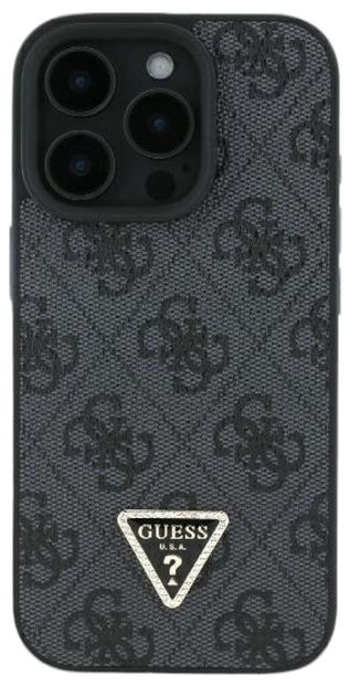 Панель Guess Hardcase Leather 4G Triangle Strass для Apple iPhone 16 Pro Black (GUHCP16LP4TDPK) - зображення 3