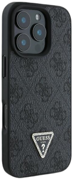 Панель Guess Hardcase Leather 4G Triangle Strass для Apple iPhone 16 Pro Black (GUHCP16LP4TDPK) - зображення 4
