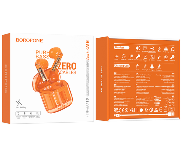 Беспроводные наушники Borofone BW-23 orange - изображение 4