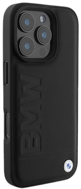Etui CG Mobile BMW Leather Hot Stamp MagSafe do Apple iPhone 16 Pro Black (BMHMP16LSLLBK) - obraz 4