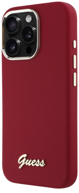 Панель Guess Hardcase Silicone Script Metal Logo для Apple iPhone 16 Pro Magenta (GUHCP16LSMBSLM) - зображення 2