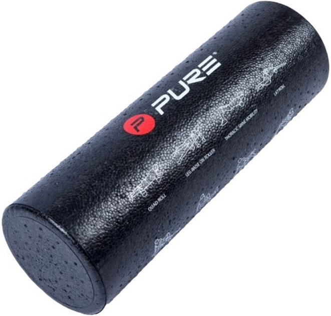 Wałek fitnes roller Pure2Improve 60 x 15 cm P2I201350 Black (8719033335776) - obraz 1