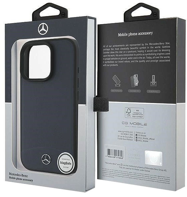 Панель Mercedes-Benz Textured And Plain Leather MagSafe для iPhone 16 PRO MAX Navy (MEHMP16X23RBARV) - зображення 7