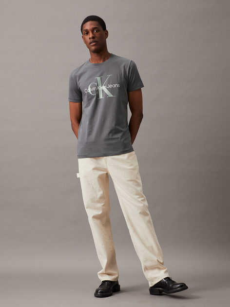 Футболка бавовняна довга чоловіча Calvin Klein Jeans J30J320806-PSL XL Сіра (8720639104512) - зображення 3