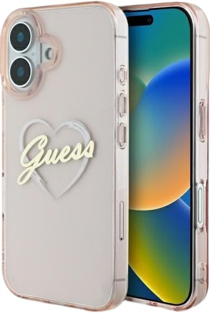 Etui Guess Hardcase IML Heart do Apple iPhone 16 Pink (GUHCP16SHCHGSPP) - obraz 1