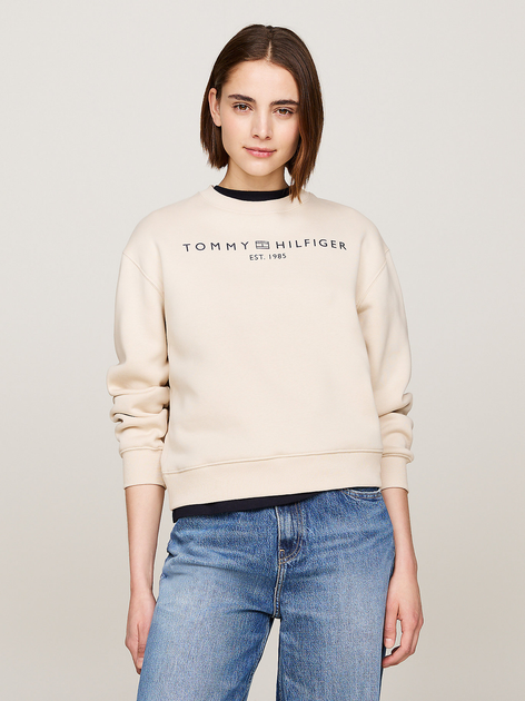 Світшот жіночий Tommy Hilfiger WW0WW39791-ACI S Бежевий (8720637101391) - зображення 1