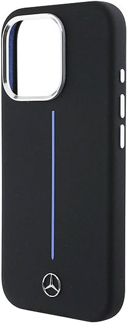 Панель Mercedes-Benz Silicone Blue Stripe MagSafe для iPhone 16 PRO MAX Black (MEHMP16X23SUMBK) - зображення 2