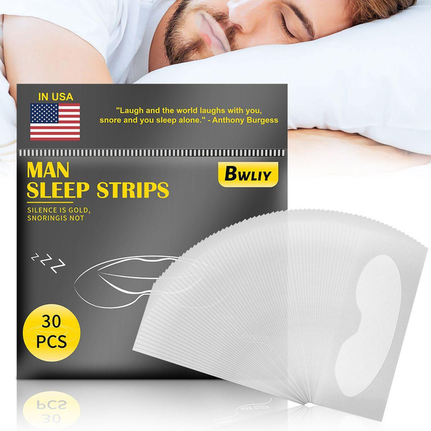 Смужки антихрап ротова стрічка від хропіння Man Sleep Strips 30 шт - зображення 2