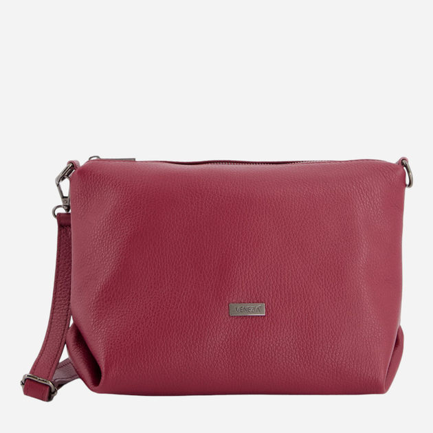 Torebka crossbody damska ze skóry naturalnej VENEZIA D002LEBOTOR003 Bordowa (5906140576458) - obraz 1