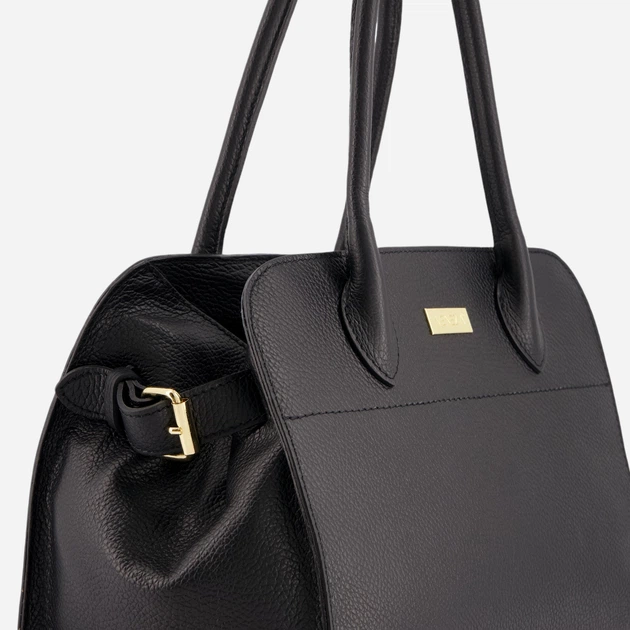 Сумка жіноча з натуральної шкіри середня VENEZIA D034LEBLTOR100 Чорна (5906140581162) - зображення 4