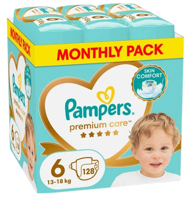 Pieluszki Pampers Premium Care Rozmiar 6 13-18 kg 128 szt (8700216423700) - obraz 1