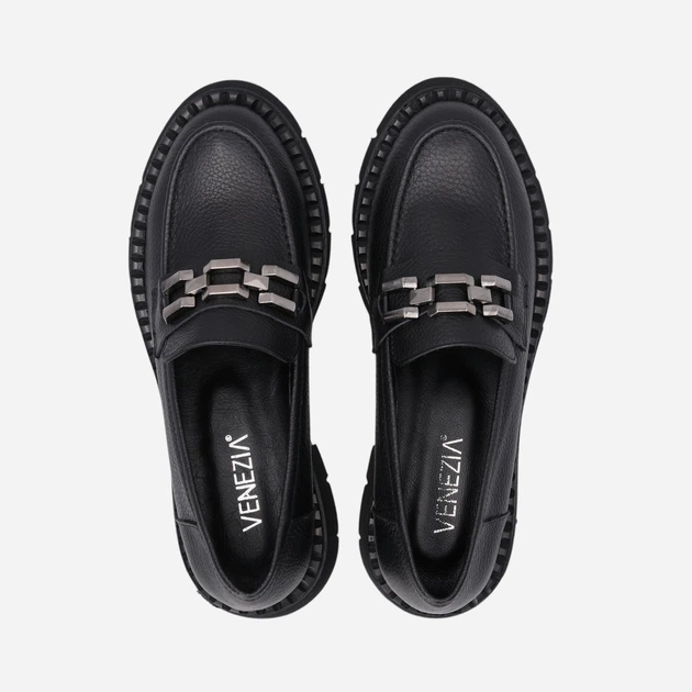 Жіночі лофери зі шкіри VENEZIA R041LEBLOBM047 39 25 см Чорні (5906140603970) - зображення 5