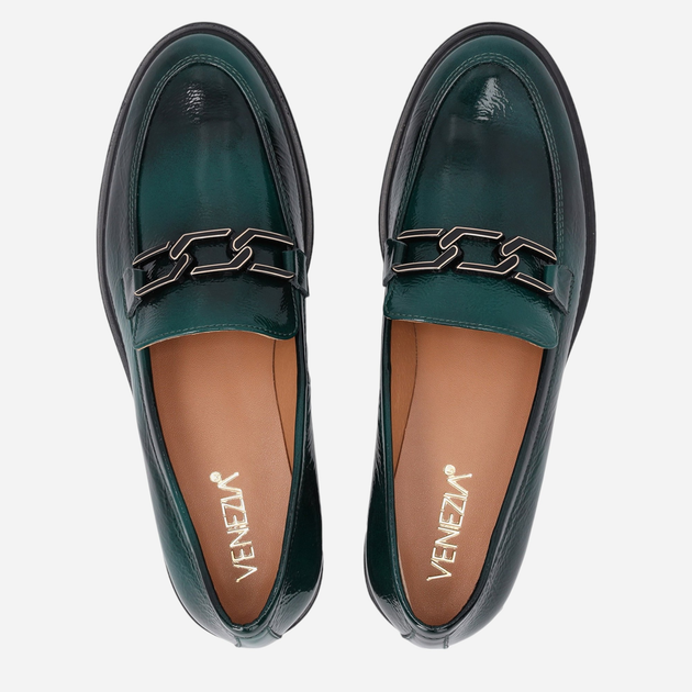 Loafersy damskie lakierowane VENEZIA E011PAGROBM061 39 25 cm Ciemnozielone (5906140555958) - obraz 5