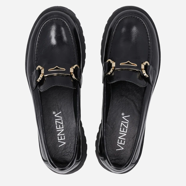 Жіночі лофери зі шкіри VENEZIA R013PABLOBM047 40 26 см Чорні (5906140530702) - зображення 5