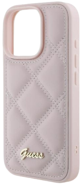 Etui Guess Hardcase Quiled Metal Logo do Apple iPhone 16 Pink (GUHCP16SPSQSQSP) - obraz 2