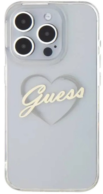 Etui Guess Hardcase IML Heart do Apple iPhone 16 Pro Max Transparent (GUHCP16XHCHGSPT) - obraz 1