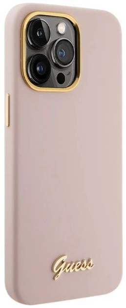 Панель Guess Hardcase Silicone Script Metal Logo для Apple iPhone 16 Pro Max Pink (GUHCP16XSMBSLP) - зображення 2