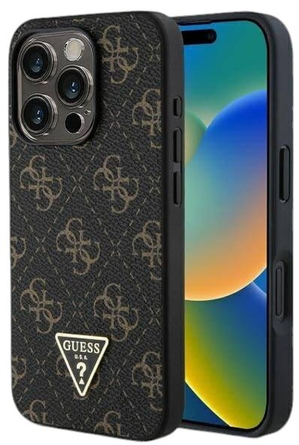 Etui Guess Hardcase New 4G Triangle do Apple iPhone 16 Pro Max Black (GUHCP16XPG4GPK) - obraz 1