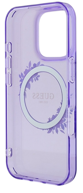 Etui Guess Hardcase IML Flowers Wreath MagSafe do Apple iPhone 16 Pro Purple (GUHMP16LHFWFCU) - obraz 7