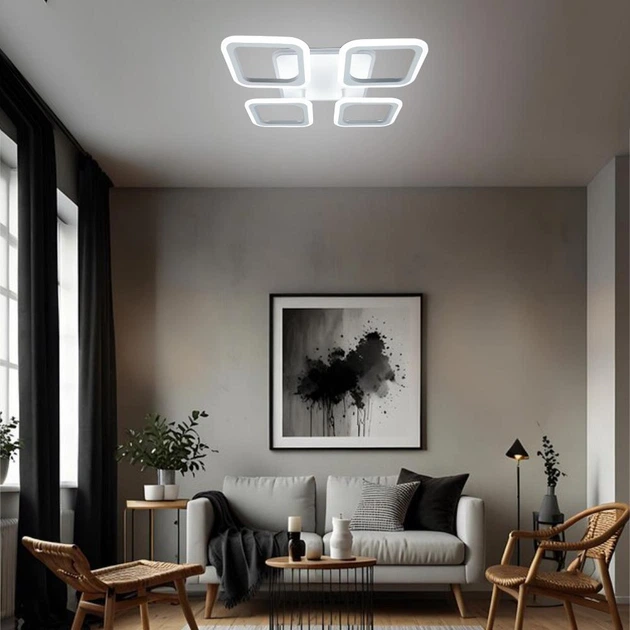 Керована світлодіодна люстра ESLLSE ROOM 70W 4S APP 385×385×75мм Біла з підсвічуванням RGB - зображення 8