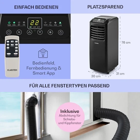 Мобильный кондиционер Klarstein Pure Blizzard Smart 7k черный - Фото 2 Мобильный кондиционер Klarstein Pure Blizzard Smart 7k черный - изображение 2