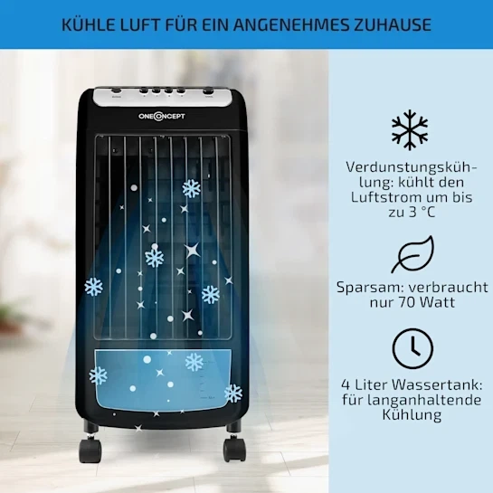 Охладитель воздуха увлажнитель вентилятор OneConcept Carribean Blue 3-in-1 (10028180) - Фото 3 Охладитель воздуха увлажнитель вентилятор OneConcept Carribean Blue 3-in-1 (10028180) - изображение 3
