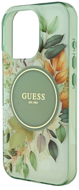 Etui Guess Hardcase IML Flower & Tonal Circle MagSafe do Apple iPhone 16 Pro Max Green (GUHMP16XHFWBDCEN) - obraz 5