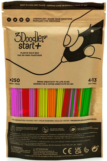 Zestaw do 3D długopisu 3Doodler Start Filament Refill Bag 5 kolorów 2.5 mm 250 sztuk (0817005024357) - obraz 2