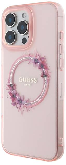 Панель Guess Hardcase IML Flowers Wreath MagSafe для Apple iPhone 16 Pro Max Pink (GUHMP16XHFWFCP) - зображення 2