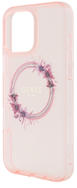 Etui Guess Hardcase IML Flowers Wreath MagSafe do Apple iPhone 16 Pro Max Pink (GUHMP16XHFWFCP) - obraz 6