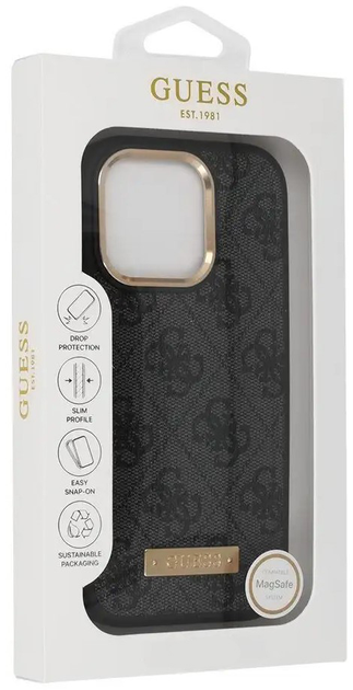 Панель Guess Hardcase 4G Logo Plate MagSafe для Apple iPhone 16 Pro Max Black (GUHMP16XU4GPRK) - зображення 1