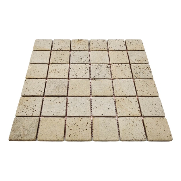 Мозаика каменная KrimArt МКР-3СВ Песчаник Крем бежевая 305x305x6 мм для фасада колонн террасы спа (004127) - изображение 2
