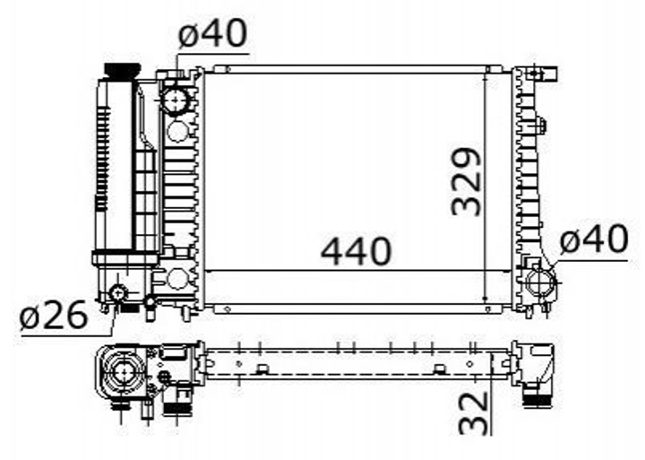 Радіатор охолодження двигуна STARLINE BW2101 BMW 5 Series, 3 Series 1728537, 1723537, 1719304 - зображення 1