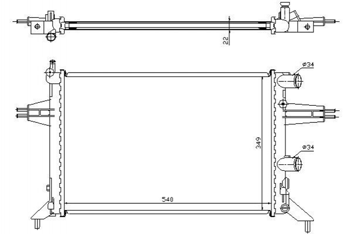 Радіатор охолодження двигуна STARLINE OL2257 Opel Astra 1300186, 1300211, 90570723 - зображення 1