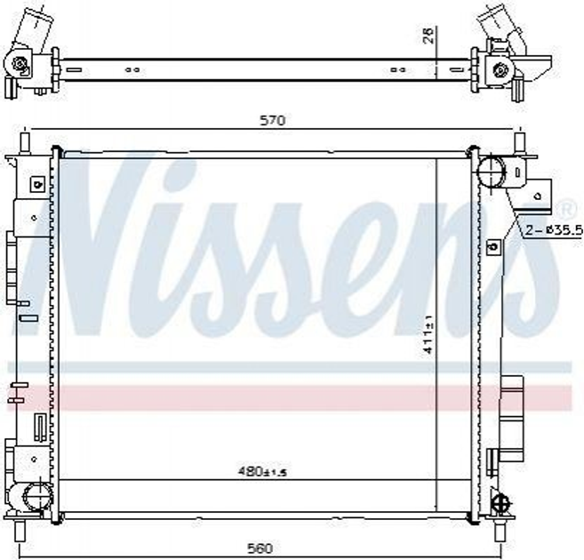 Радиатор охлаждения двигателя NISSENS 666204 KIA Soul 25310B2400 - изображение 1