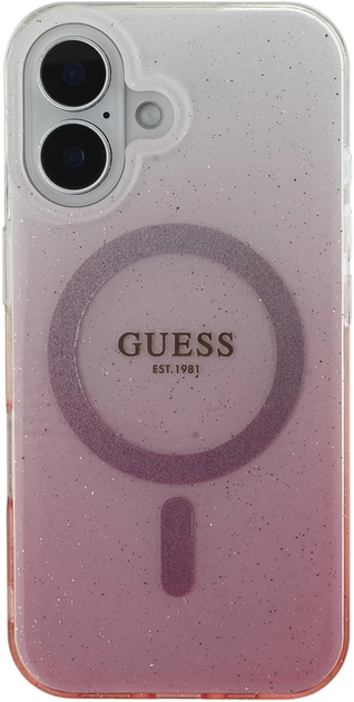 Etui Guess Hardcase IML Glitter Gradient MagSafe do Apple iPhone 16 Plus Pink (GUHMP16MHGRCELP) - obraz 3