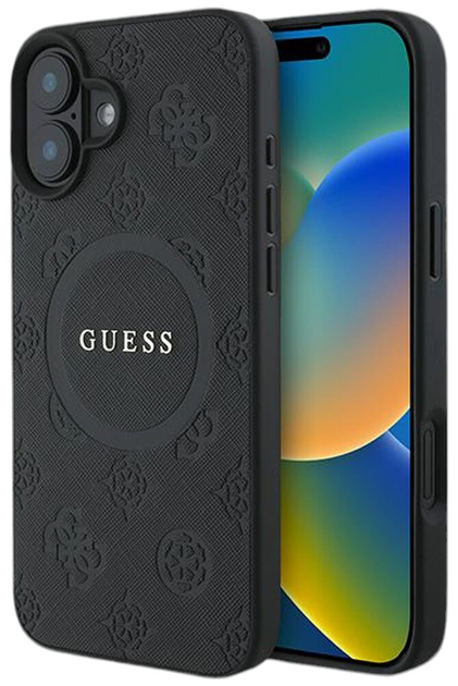 Панель Guess Hardcase Saffiano Peony Classic Logo MagSafe для Apple iPhone 16 Black (GUHMP16SPSAPSMEK) - зображення 1