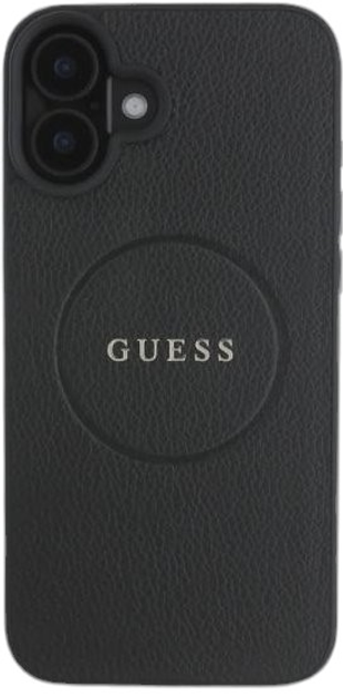 Панель Guess Hardcase Grained Gold Ring MagSafe для Apple iPhone 16 Black (GUHMP16SPGHSMMK) - зображення 2