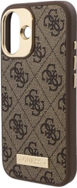Etui Guess Hardcase 4G Logo Plate MagSafe do Apple iPhone 16 Brown (GUHMP16SU4GPRW) - obraz 6