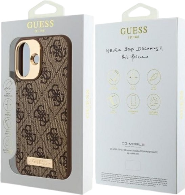 Etui Guess Hardcase 4G Logo Plate MagSafe do Apple iPhone 16 Brown (GUHMP16SU4GPRW) - obraz 8