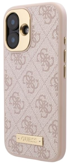 Панель Guess Hardcase 4G Logo Plate MagSafe для Apple iPhone 16 Pink (GUHMP16SU4GPRP) - зображення 2