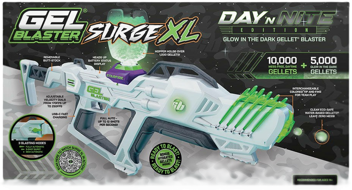 Бластер Gel Blaster Surge XL Day "N" Nite для гелевих кульок (0850049582582) - зображення 1