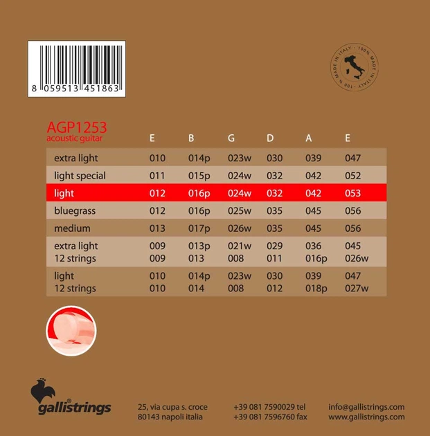 Струни для акустичної гітари Gallistrings AGP1253 LIGHT - зображення 3