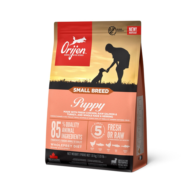 Корм ORIJEN Puppy Small Breed сухой с курицей и лососем для щенят малых пород 1.8 кг - изображение 1