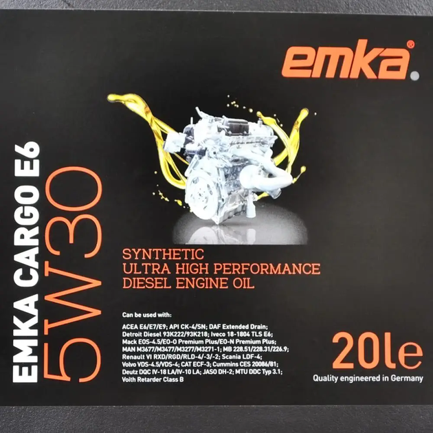 Олива моторна EMKA Cargo E6 5W30 20 л. - изображение 2