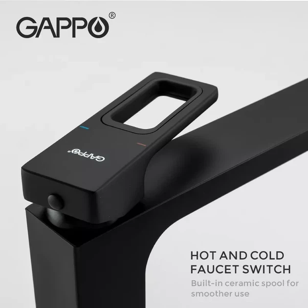 Змішувач для умивальника GAPPO G1017-62, чорний - изображение 3