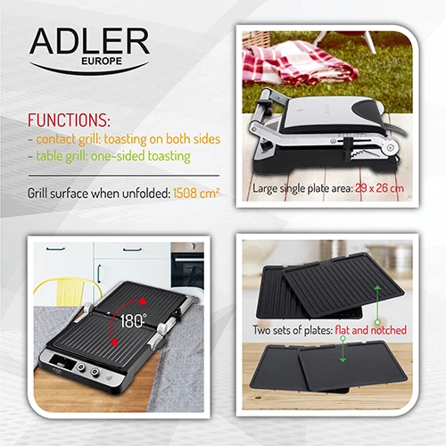 Великий Гриль з регулятором Adler AD 3059 LED 2в1 - изображение 3