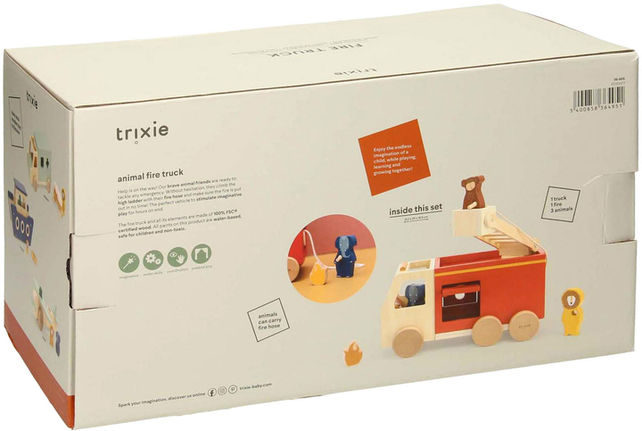 Wóz strażacki Trixie Baby Drewniany (5400858364951) - obraz 5